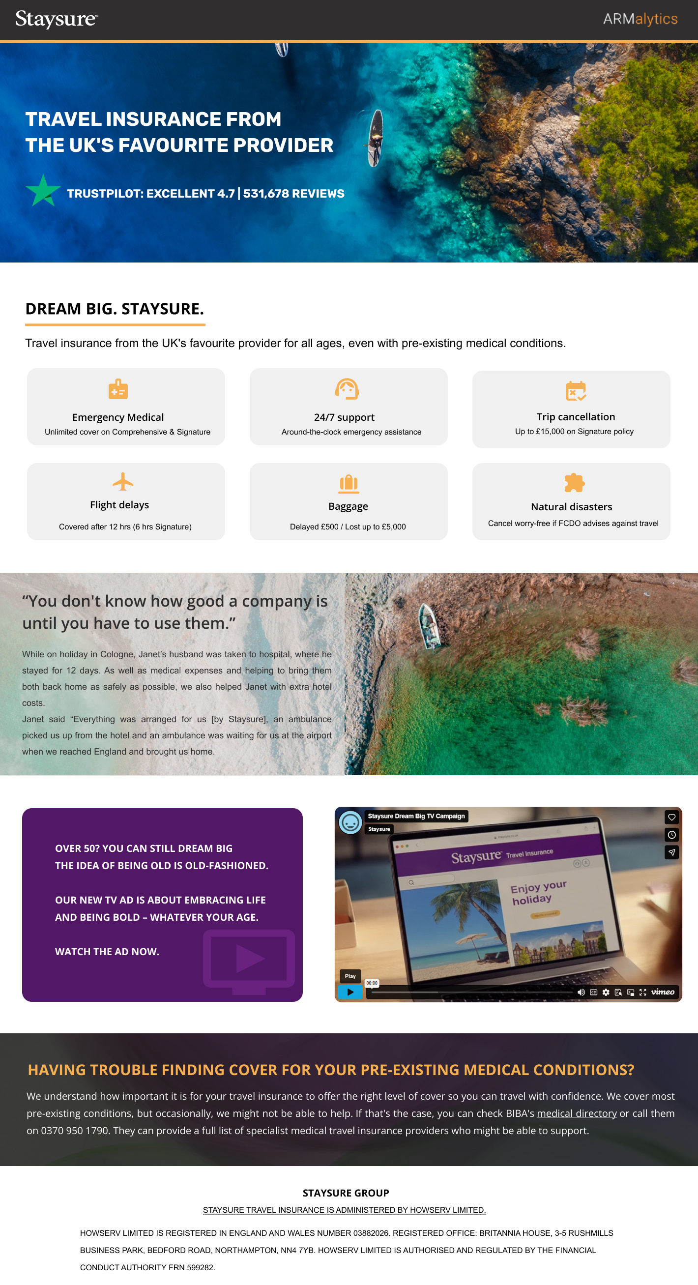 Staysure Landing Page